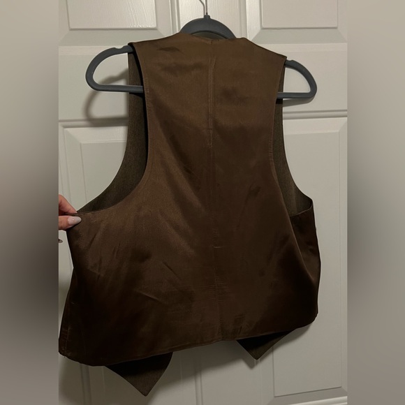 Vintage Authentic Wool Brown Button-Up Vest - Picture 2 of 4